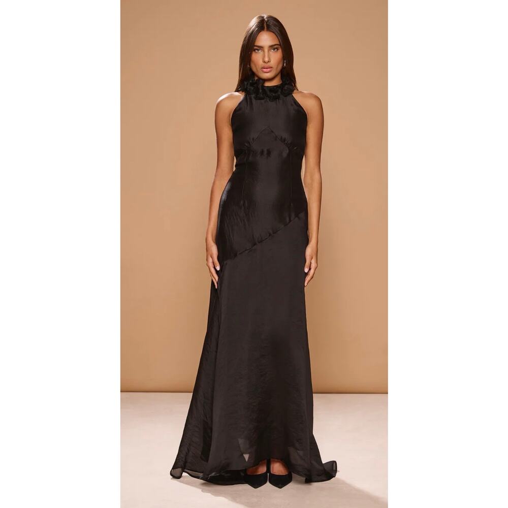 SONYA MODA Noelle Black Silk Organza Gown - Size Medium (New)
